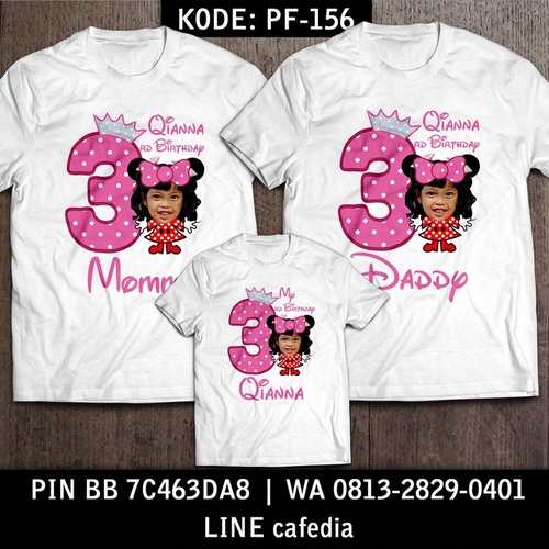 Kaos Couple Keluarga | Kaos Ulang Tahun Anak Minnie Mouse - PF 156