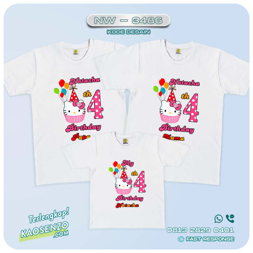Baju Kaos Couple Keluarga Hello Kitty | Kaos Family Custom | Kaos Hello Kitty - NW 3486