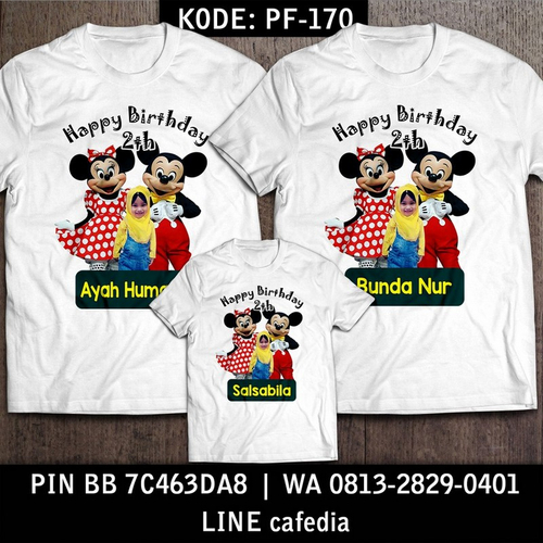 Kaos Couple Keluarga | Kaos Ulang Tahun Anak Mickey & Minnie Mouse - PF 170
