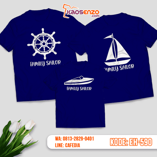 Baju Kaos Couple Keluarga | Kaos Family Custom Motif Family Sailor - EH 590