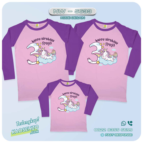 Baju Kaos Couple Keluarga Unicorn | Kaos Ultah Anak | Kaos Family Custom | Kaos Unicorn - NW 5633
