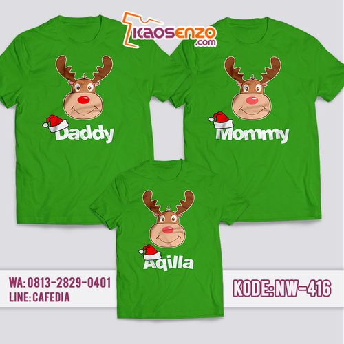 Baju Kaos Couple Keluarga | Kaos Family Custom Deer Christmas - NW 416