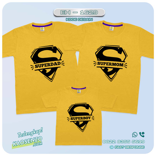 Baju Kaos Couple Keluarga | Kaos Couple Family Custom Superdad Supermom | Kaos motif Superdad Supermom EH 1629