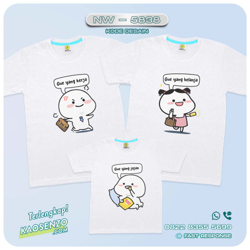 Baju Kaos Couple Keluarga Sticker Pentol | Kaos Family Custom | Kaos Pentol - NW 5838