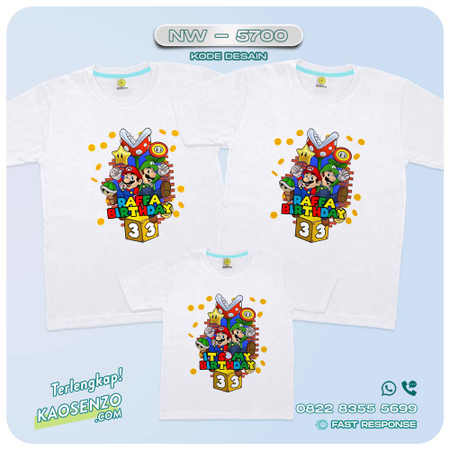 Baju Kaos Couple Keluarga Super Mario | Kaos Ulang Tahun Anak Super Mario | Kaos Super Mario - NW 5700