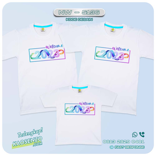 Baju Kaos Couple Keluarga Tahun Baru | Kaos Family Custom New Year 2023 | Kaos Motif Tahun Baru 2023 - NW 5136