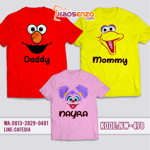 Baju Kaos Couple Keluarga | Kaos Family Custom Elmo - NW 478