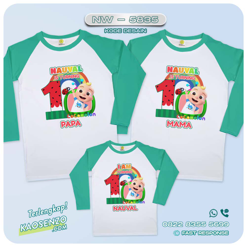 Baju Kaos Couple Keluarga Cocomelon | Kaos Ultah Anak | Kaos Cocomelon - NW 5835