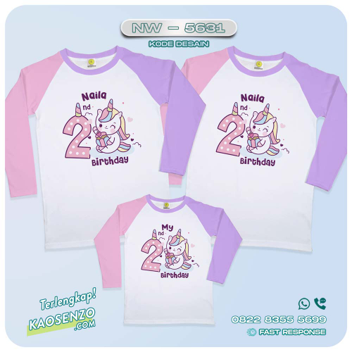 Baju Kaos Couple Keluarga Unicorn | Kaos Ultah Anak | Kaos Family Custom | Kaos Unicorn - NW 5631