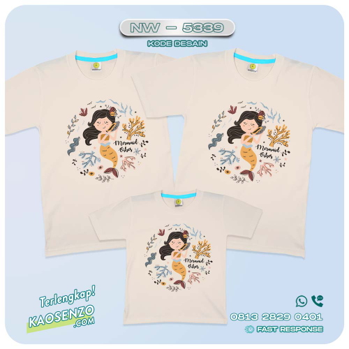 Baju Kaos Couple Keluarga Mermaid | Kaos Family Custom Mermaid | Kaos Mermaid - NW 5339