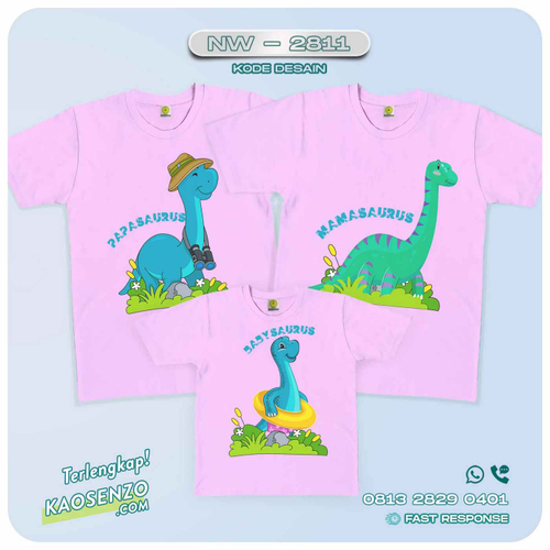 Baju Kaos Couple Keluarga Dinosaurus | Kaos Ultah Anak | Kaos Dinosaurus - NW 2811