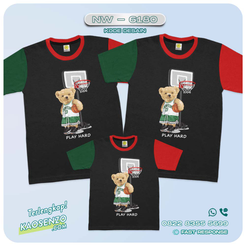 Baju Kaos Couple Keluarga Bear | Kaos Family Custom Bear | Kaos Beruang - NW 6180