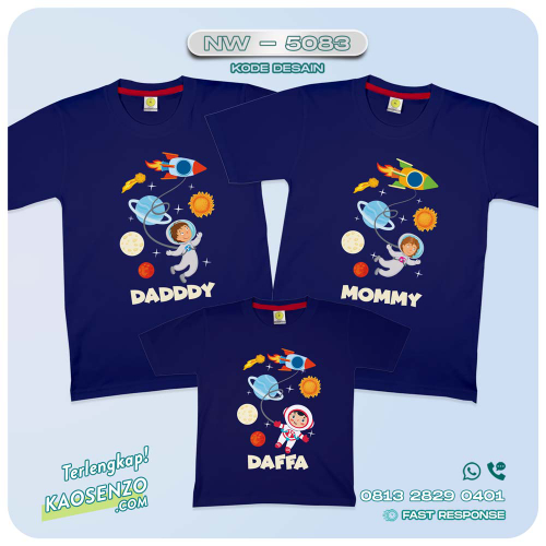 Baju Kaos Couple Keluarga Astronot | Kaos Family Custom | Kaos Astronot - NW 5083
