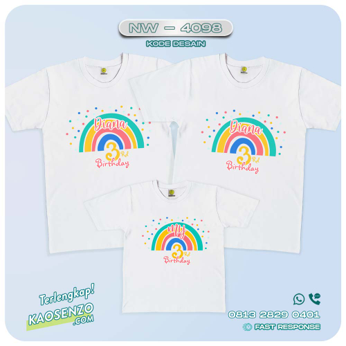 Baju Kaos Couple Keluarga Boho Rainbow | Kaos Family Custom | Kaos Boho Rainbow - NW 4098