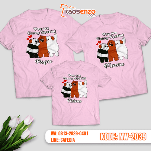 Baju Kaos Couple Keluarga Bare Bears | Kaos Family Custom | Kaos Bare Bears - NW 2039