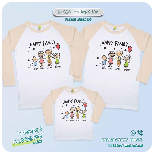 Baju Kaos Couple Keluarga Happy Family | Kaos Ultah Anak | Kaos Family Custom | Kaos Motif Happy Family - NW 5216