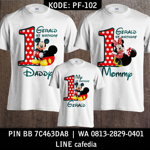 Kaos Couple Keluarga | Kaos Ulang Tahun Anak Mickey & Minnie Mouse - PF 102