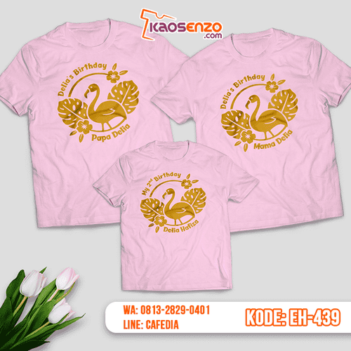 Baju Kaos Couple Keluarga | Kaos Family Custom Flamingo - EH 439