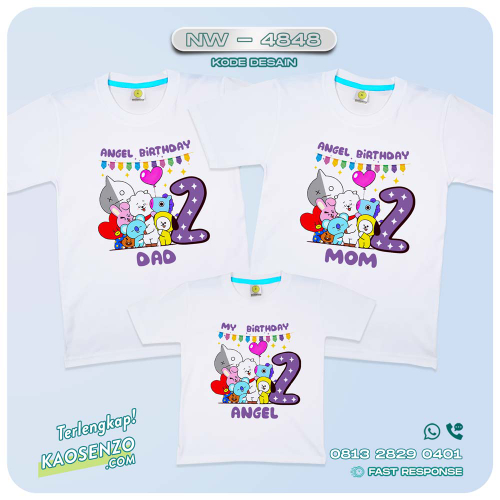 Baju Kaos Couple Keluarga BT21| Kaos Ultah Anak | Kaos BT21 - NW 4848