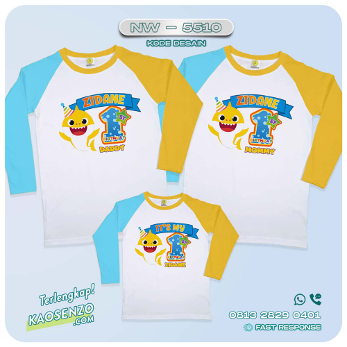Baju Kaos Couple Keluarga Baby Shark | Kaos Family Custom | Kaos Baby Shark - NW 5510