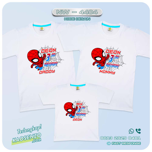 Baju Kaos Couple Keluarga Spiderman | Kaos Ulang Tahun Anak | Kaos Spiderman - NW 4404