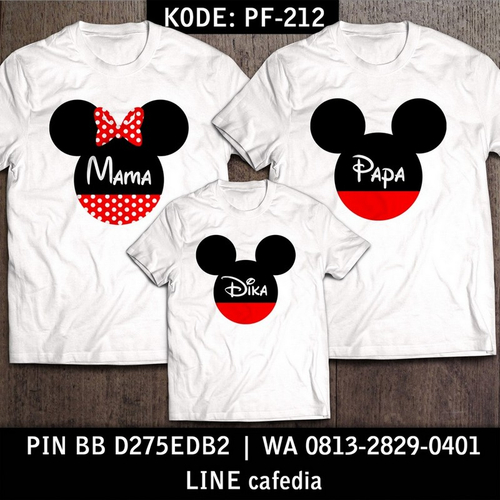 Baju Kaos Couple Keluarga | Kaos Family Custom Mickey & Minnie Mouse - PF 212