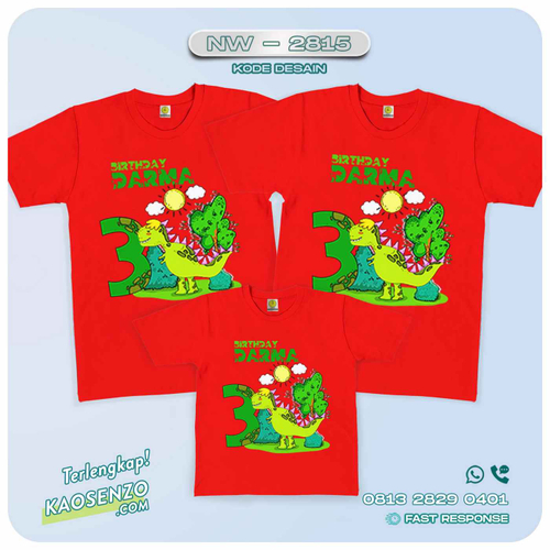 Baju Kaos Couple Keluarga Dinosaurus | Kaos Ultah Anak | Kaos Dinosaurus - NW 2815