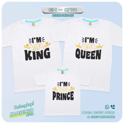Baju Kaos Couple Keluarga | Kaos Couple Family Custom King Queen | Kaos Motif Crown - EH 1774