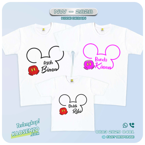 Baju Kaos Couple Keluarga Mickey Minnie Mouse | Kaos Ultah Anak | Kaos Mickey Minnie Mouse - NW 2828 