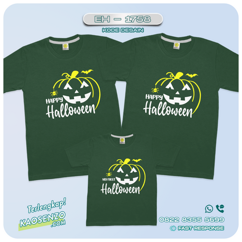 Baju Kaos Couple Keluarga Halloween | Kaos Family Custom Halloween | Kaos Halloween - EH 1758