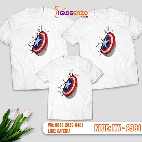 Baju Kaos Couple Keluarga Captain America | Kaos Family Custom | Kaos Captain America - NW 2381