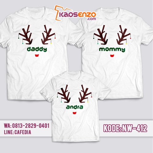 Baju Kaos Couple Keluarga | Kaos Family Custom Deer Christmas - NW 412