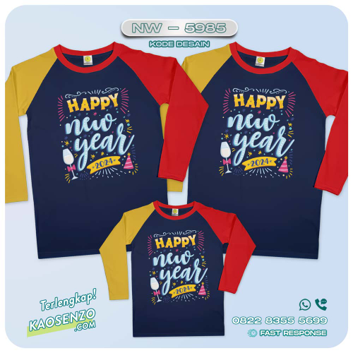 Baju Kaos Couple Keluarga Tahun Baru | Kaos Family Custom New Year 2024 | Kaos Motif Tahun Baru 2024 - NW 5985