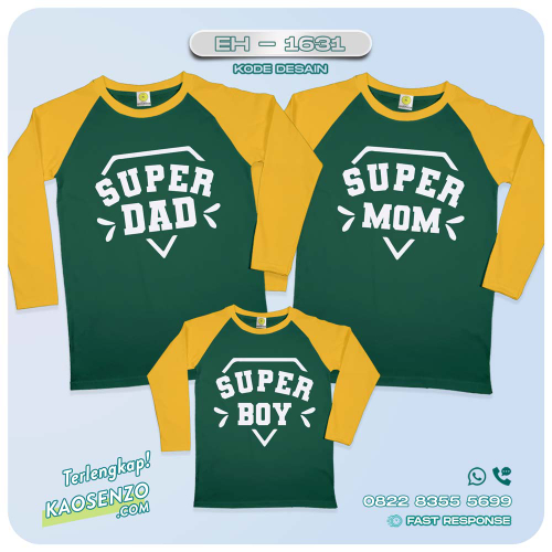 Baju Kaos Couple Keluarga | Kaos Couple Family Custom Superdad Supermom | Kaos motif Superdad Supermom EH 1631