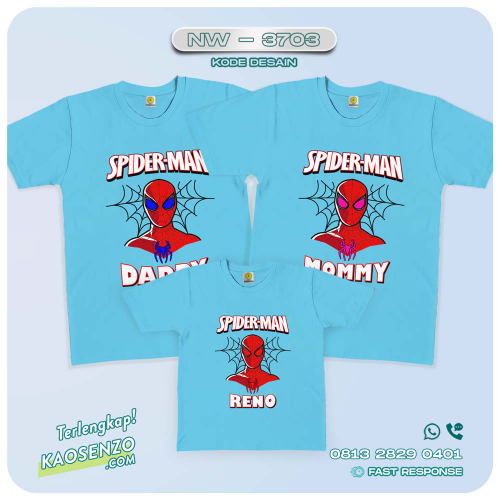 Kaos Couple Keluarga Spiderman | Kaos Ultah Anak | Kaos Spiderman - NW 3703