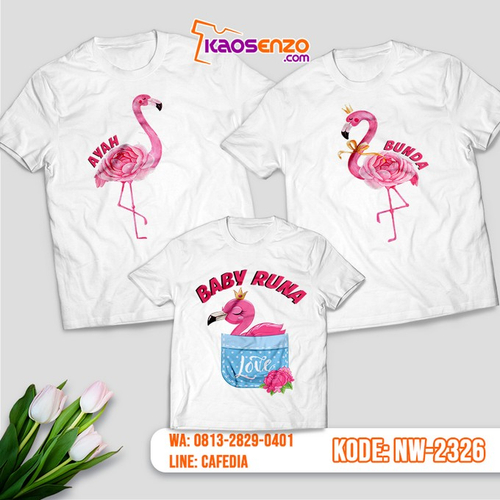 Baju Kaos Couple Keluarga Flamingo | Kaos Ultah Anak | Kaos Flamingo - NW 2326