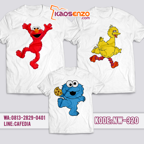 Baju Kaos Couple Keluarga | Kaos Family Custom Elmo - NW 320