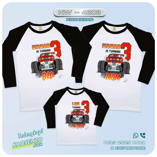 Baju Kaos Couple Keluarga Monster Truck| Kaos Family Custom | Kaos Monster Truck NW 4808