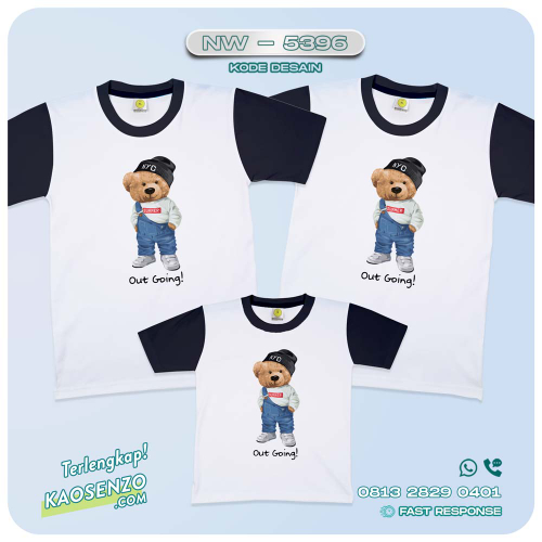 Baju Kaos Couple Keluarga Bear | Kaos Family Custom Bear | Kaos Beruang - NW 5396