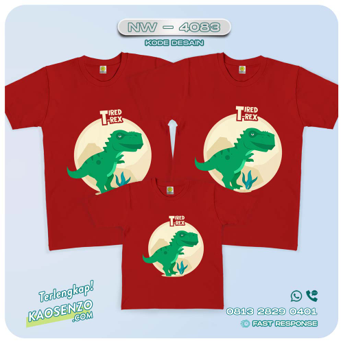 Baju Kaos Couple Keluarga Dinosaurus | Kaos Ultah Anak | Kaos Dinosaurus - NW 4083