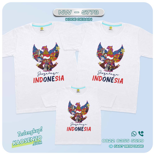 Baju Kaos Couple Keluarga Kemerdekaan | Kaos Family Custom Garuda | Kaos Kemerdekaan - NW 5778