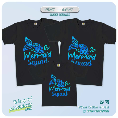 Baju Kaos Couple Keluarga Mermaid | Kaos Family Custom | Kaos Mermaid - NW 4151