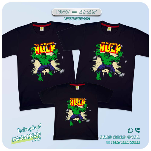 Baju Kaos Couple Keluarga Hulk | Kaos Family Custom | Kaos Hulk - NW 4647