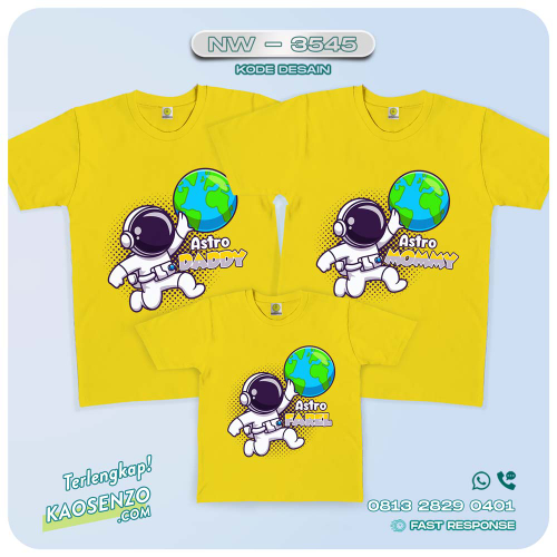 Baju Kaos Couple Keluarga Astronot | Kaos Family Custom | Kaos Astronot - NW 3545