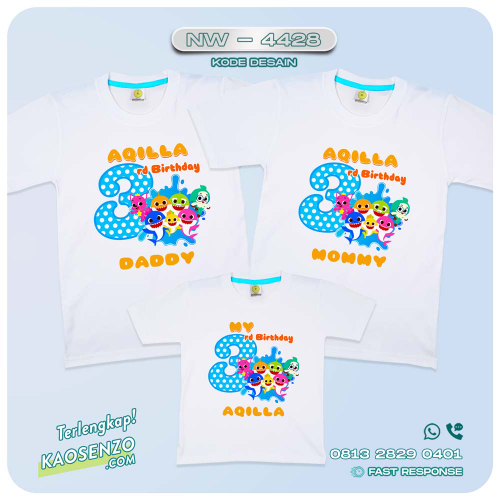 Baju Kaos Couple Keluarga Baby Shark | Kaos Family Custom | Kaos Baby Shark - NW 4428