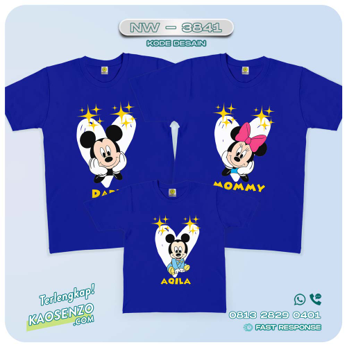 Baju Kaos Couple Keluarga Mickey Minnie Mouse | Kaos Family Custom | Kaos Mickey Minnie Mouse - NW 3841