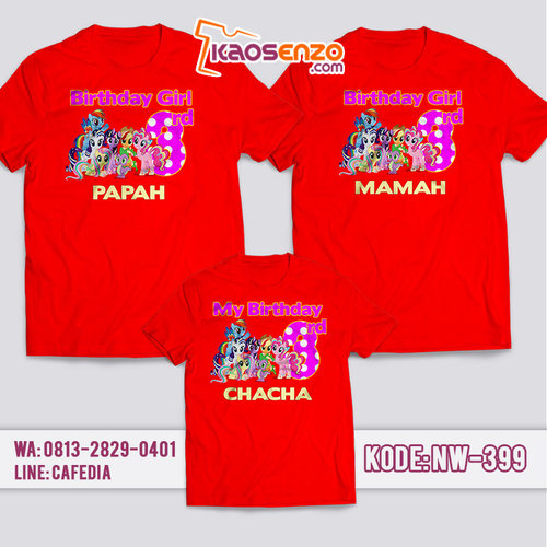 Kaos Couple Keluarga | Kaos Ulang Tahun Anak Little Pony - NW 399