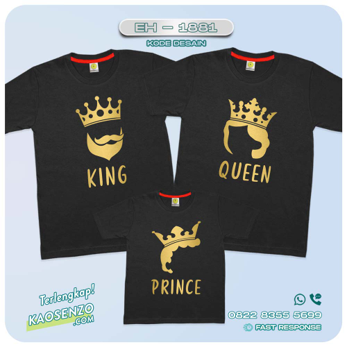Baju Kaos Couple Keluarga | Kaos Couple Family Custom King Queen | Kaos Motif Crown - EH 1881