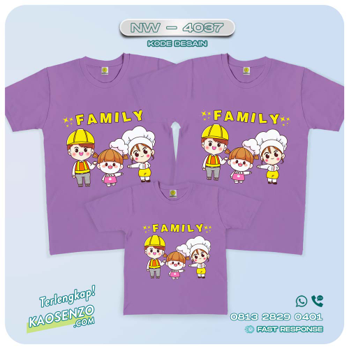 Baju Kaos Couple Keluarga Kartun Happy Family | Kaos Kartun Happy Family - NW 4037