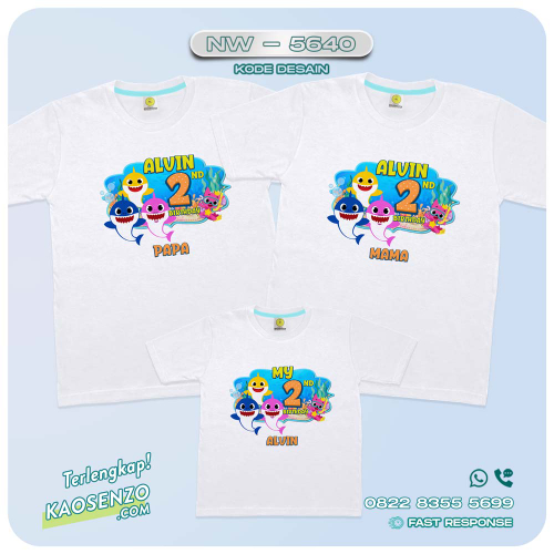 Baju Kaos Couple Keluarga Baby Shark | Kaos Family Custom | Kaos Baby Shark - NW 5640